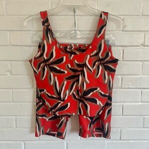 Sage Collective Orange Palms Crop Top Biker Shorts Set, SZ M NWOT 🍊